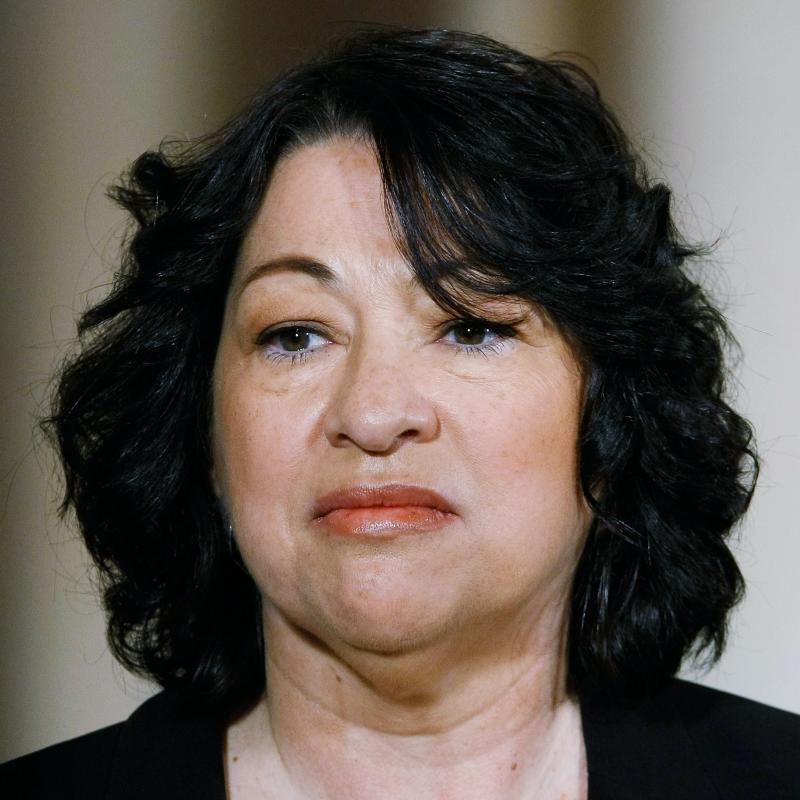 Supreme Court Justice Sonia Sotomayor looks off-camera