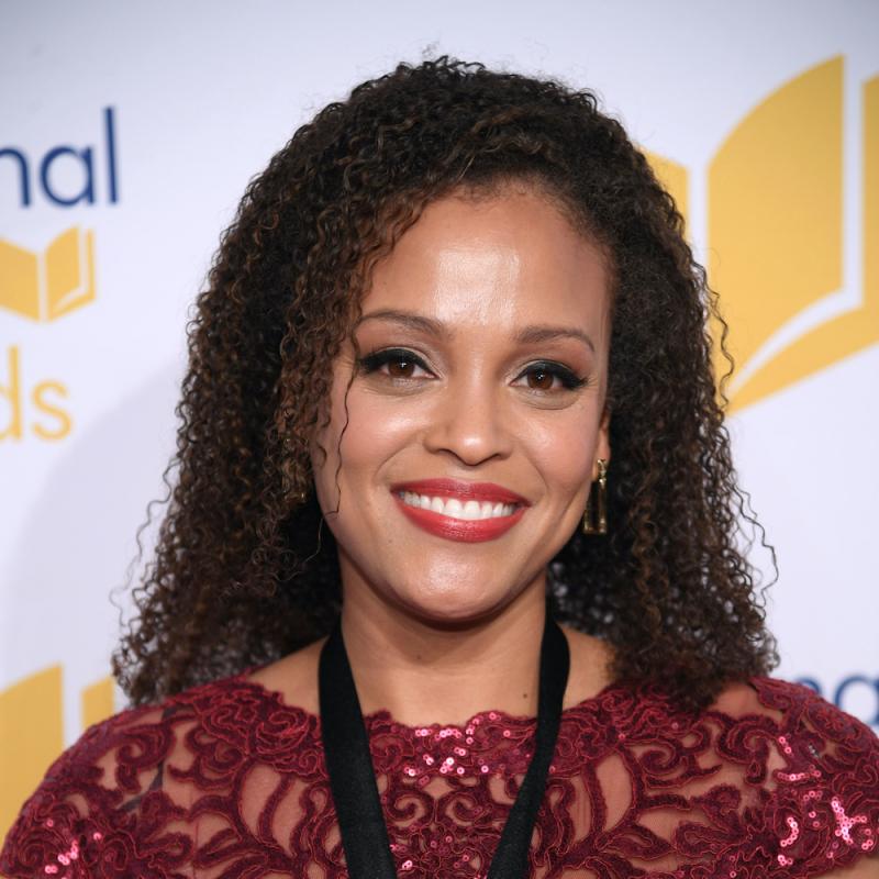 Author Jesmyn Ward smiles for a photo at the National Book Awards ceremony